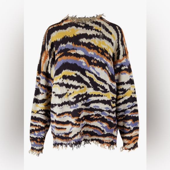 R13 Multicolor Zebra Print Distressed Sweater XS - Picture 1 of 8